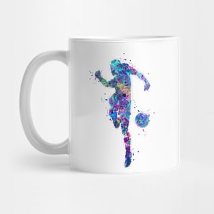 Boy Soccer Player Shooting Pose Watercolor Mug